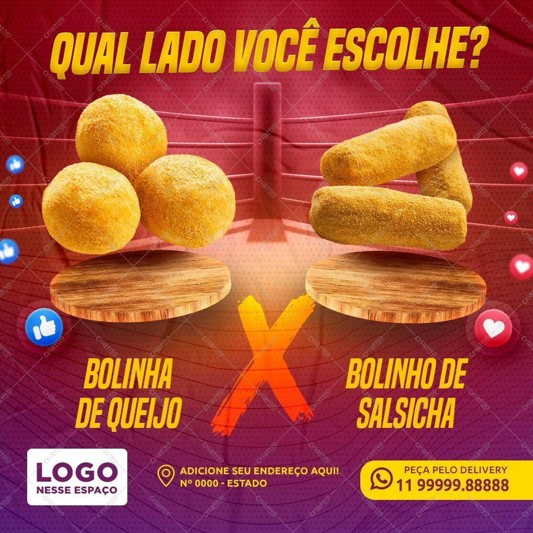 Template de Flyer para Delivery de Bolinhos de Queijo e Salsicha PSD Editável