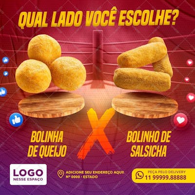 Template de Flyer para Delivery de Bolinhos de Queijo e Salsicha PSD Editável