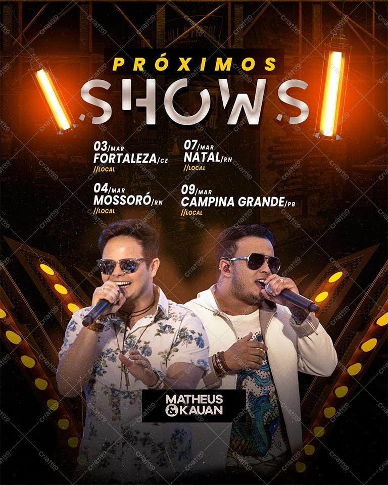 Flyer para Show Matheus e Kauan PSD Editável