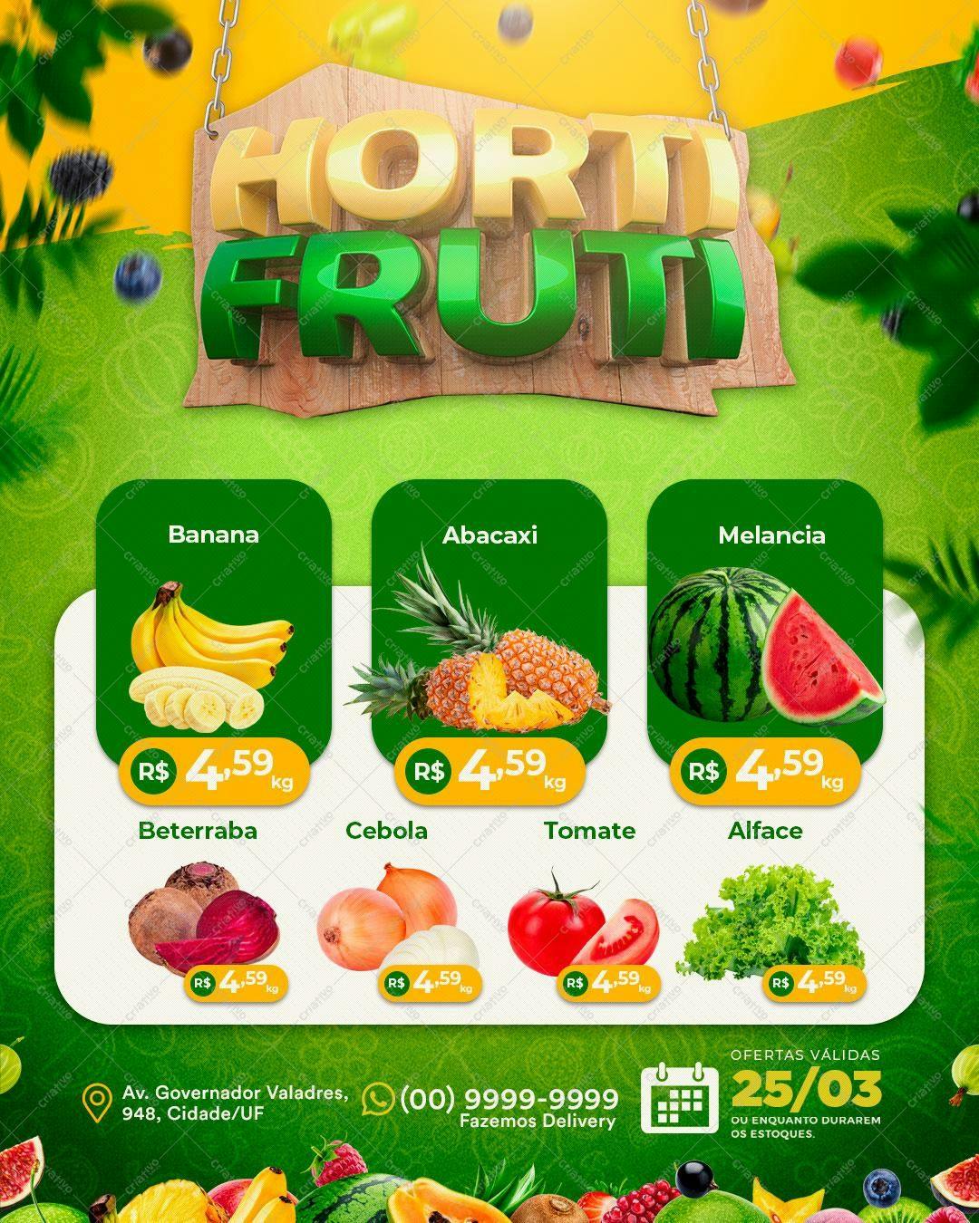 Flyer para Hortifruti PSD Editável