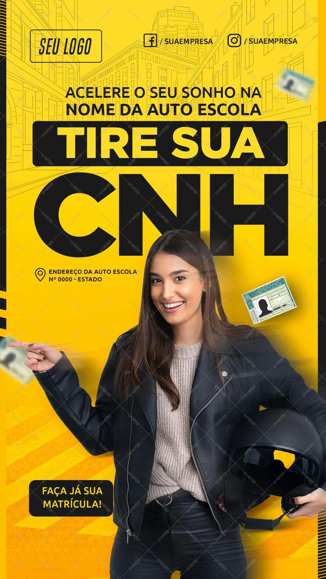 Flyer para Auto Escola CNH PSD Editável