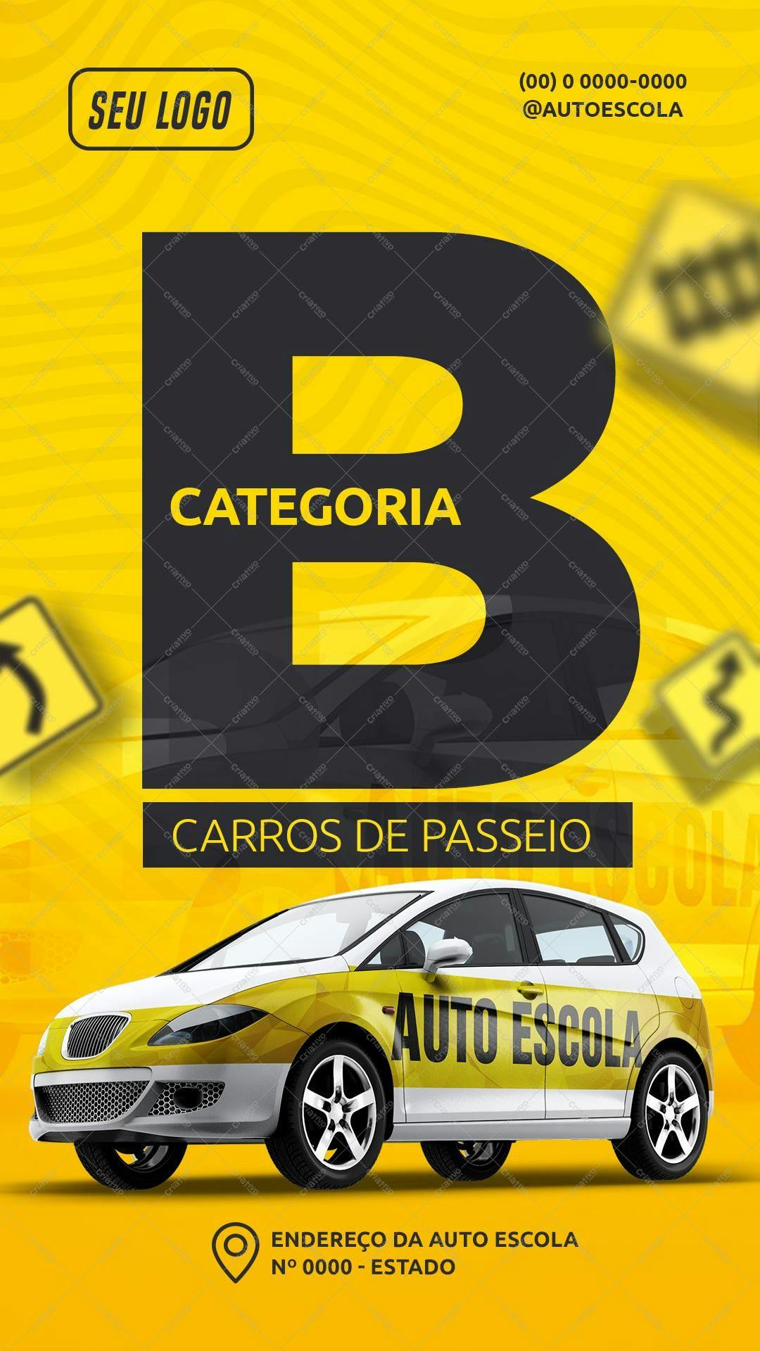 Flyer para Auto Escola Categoria B PSD Editável