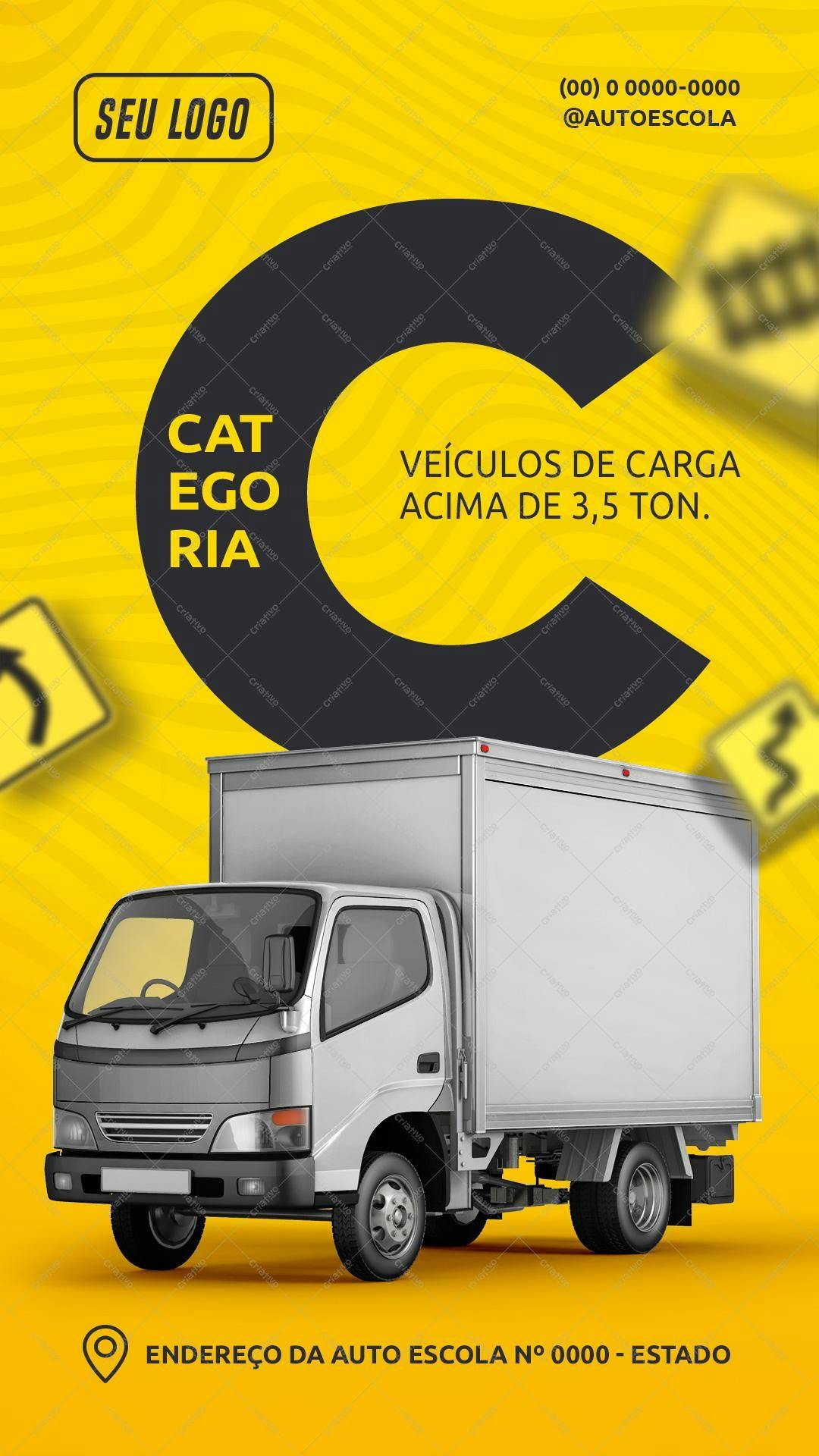 Modelo de Caminhão para Propaganda de Autoescola PSD Editável
