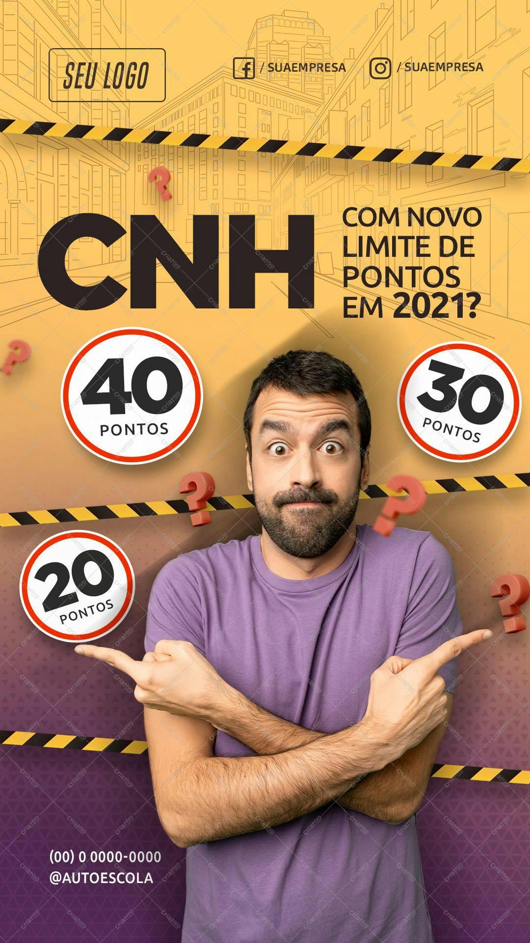 Flyer para Autoescola Mudança de Pontos na CNH PSD Editável