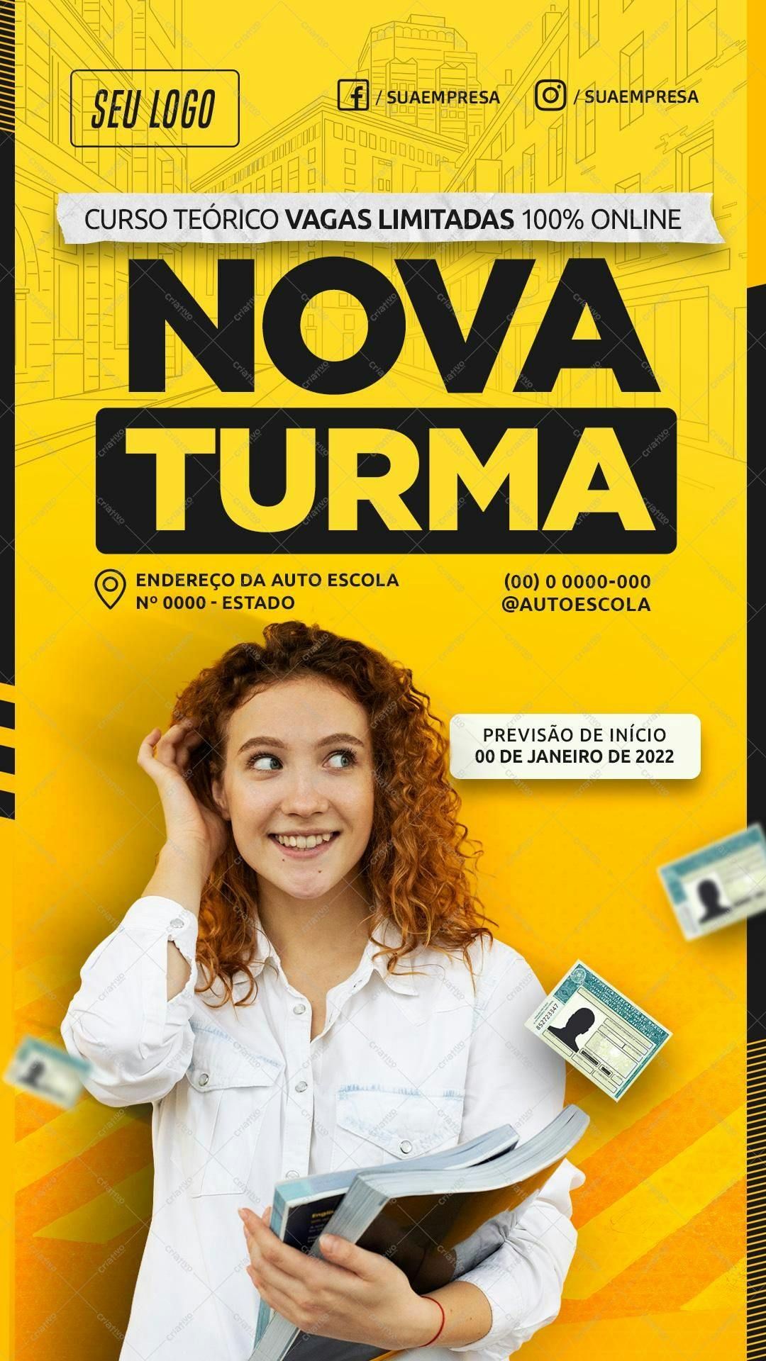 Flyer para Curso de Autoescola PSD Editável