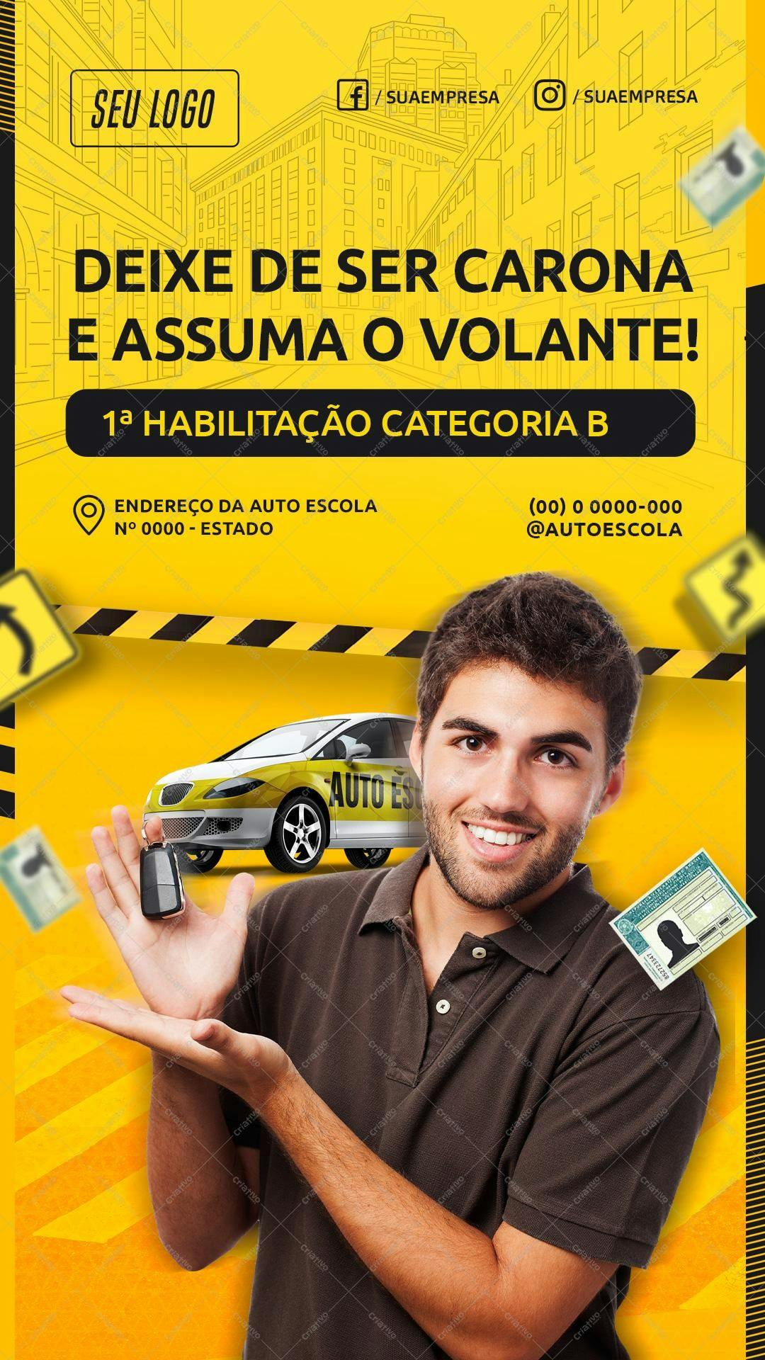 Flyer para Auto Escola Habilitação Categoria B PSD Editável