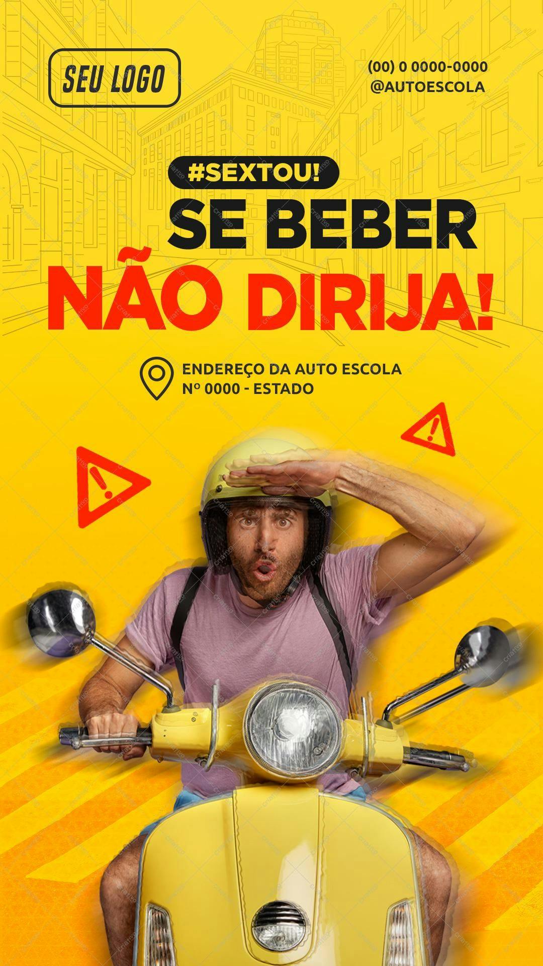 Post para Redes Sociais - Campanha "Se Beber Não Dirija" PSD Editável