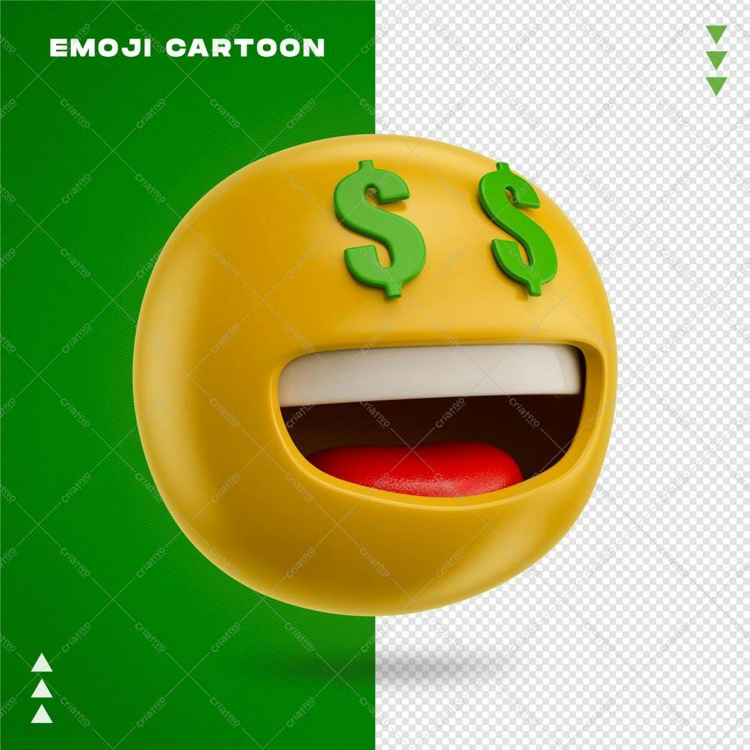 Selo 3D Emoji Dinheiro Amarelo e Verde