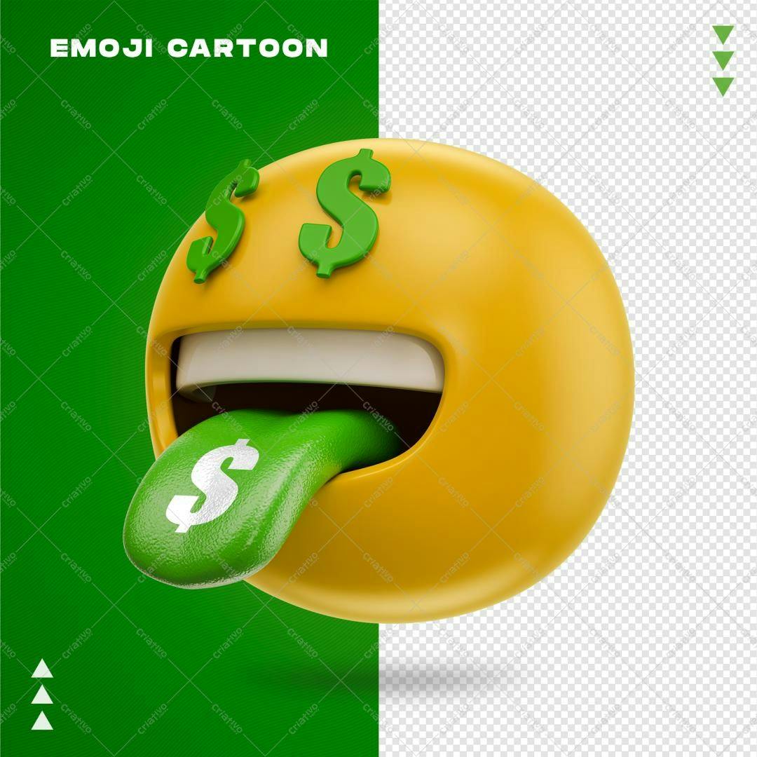 Selo 3D Emoji Dinheiro Amarelo e Verde