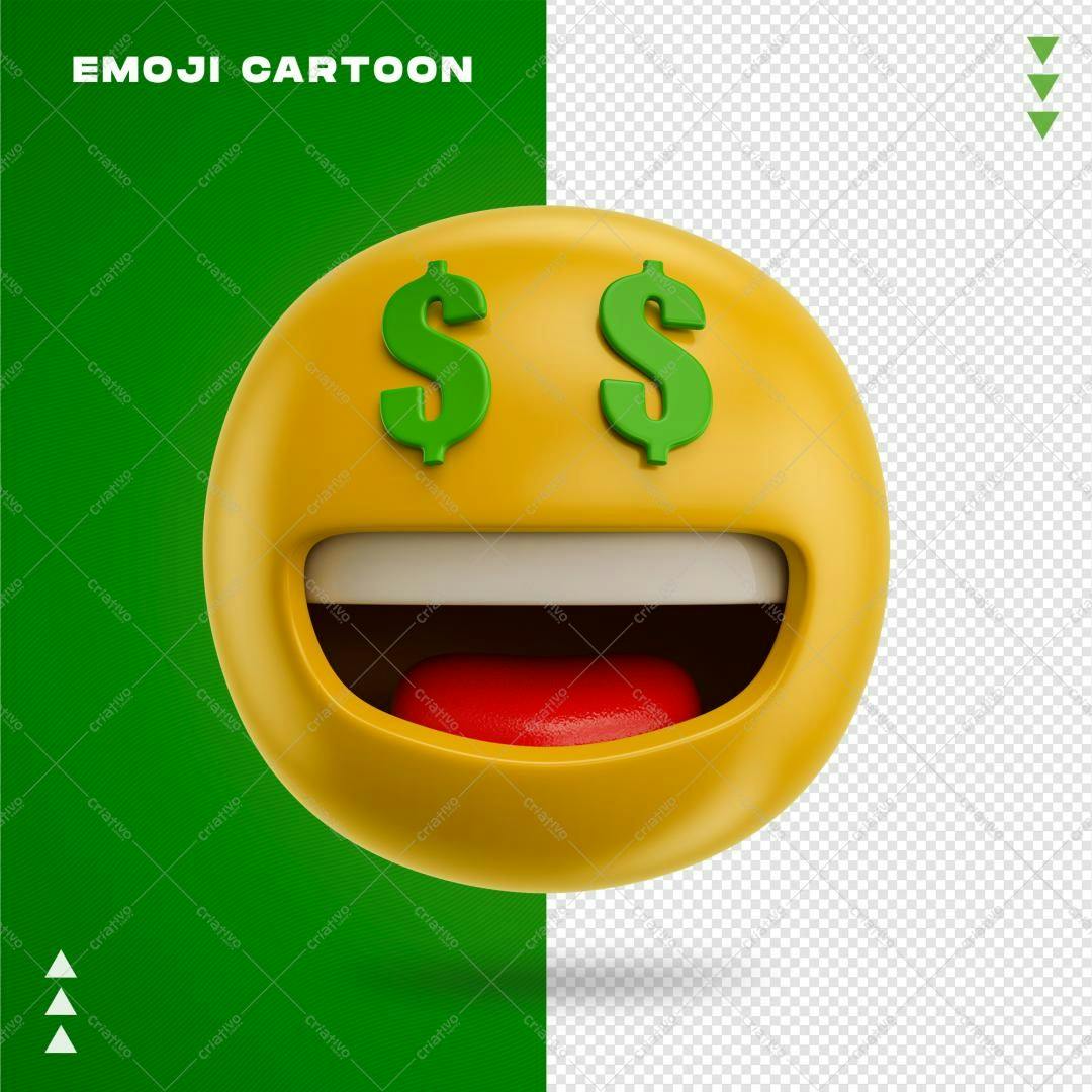 Selo 3D Emoji Dinheiro Amarelo e Verde