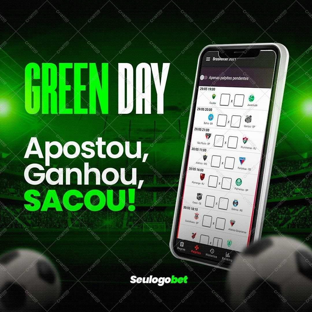 Banner para Apostas Esportivas Green Day PSD Editável