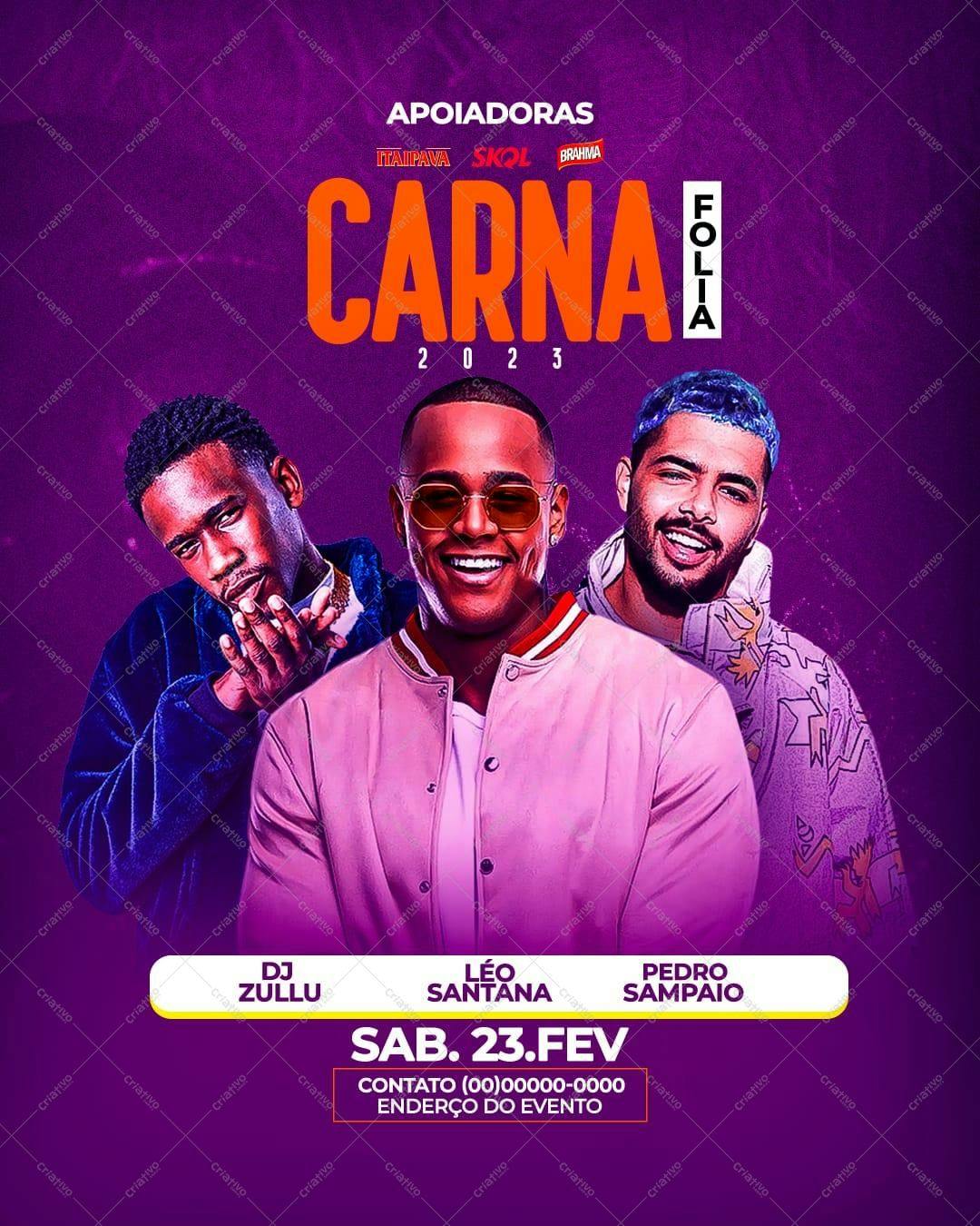 Flyer para Carnaval 2023 PSD Editável