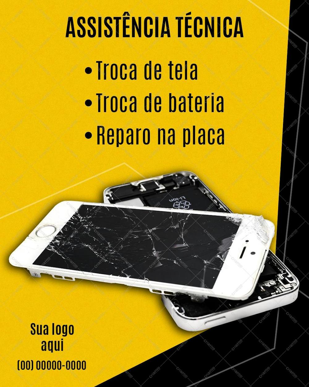 Assistência Técnica Para Celular , arte editável, imagens inclusas, PSD