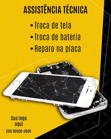 Assistência técnica para celular , arte editável, imagens inclusas, psd