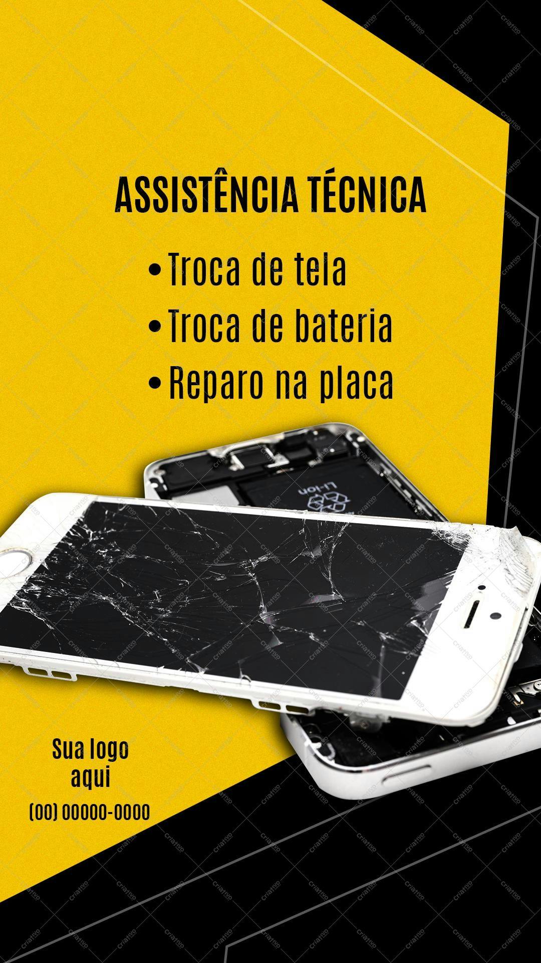 Modelo de Flyer para Assistência Técnica de Celulares PSD Editável