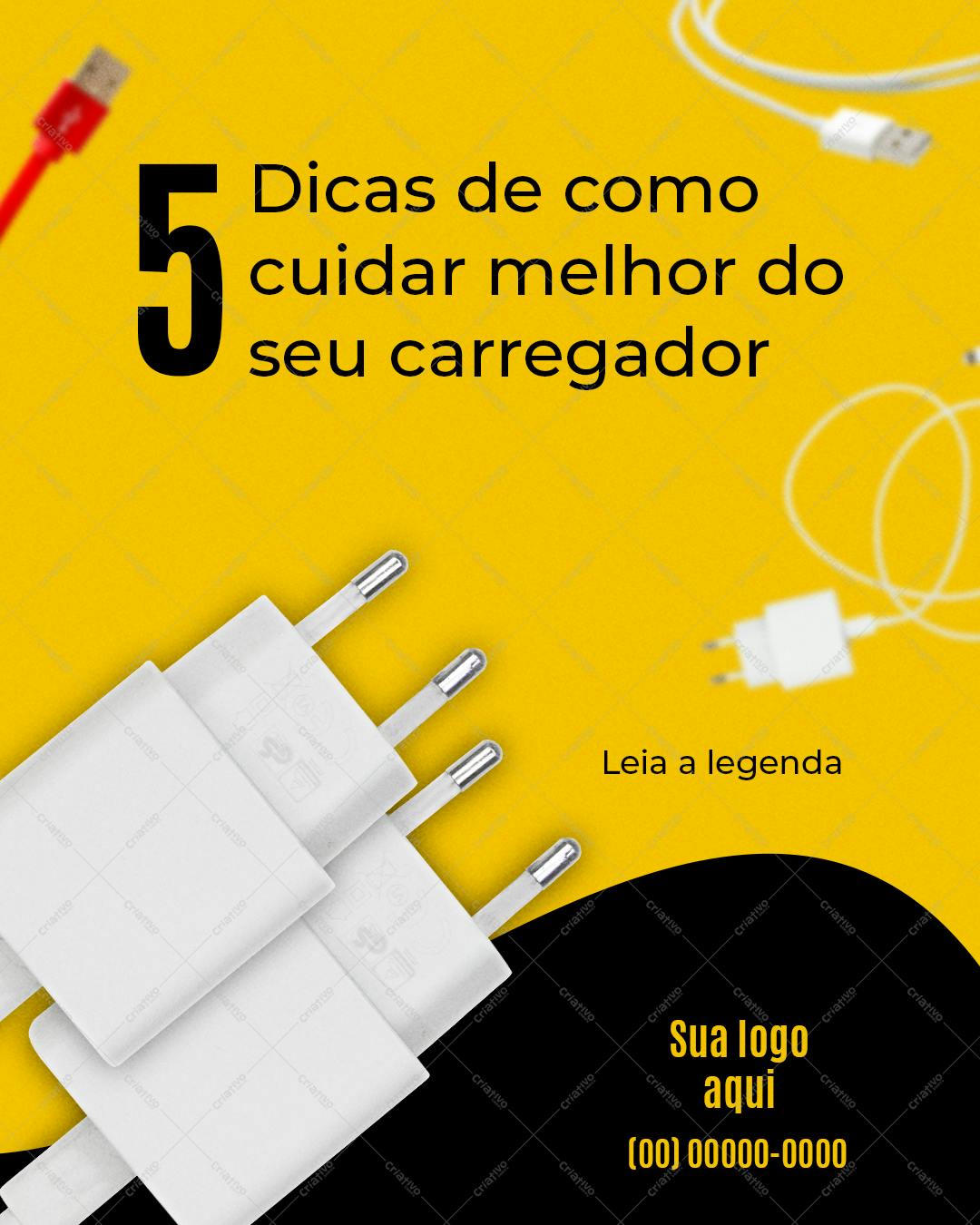 Modelo de Carregador de Celular PSD Editável