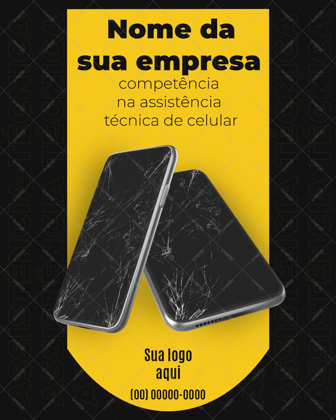 Template de Anúncio para Assistência Técnica de Celular PSD Editável