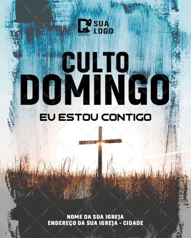 Culto de domingo eu estou contigo psd editavel