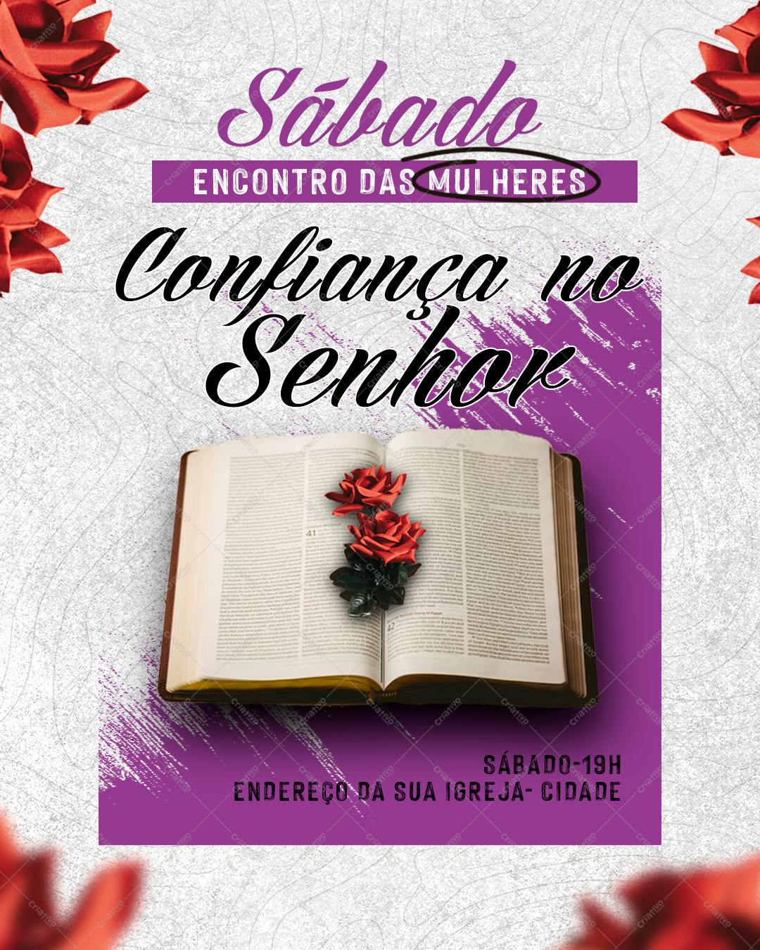 Flyer para Encontro de Mulheres Confiança no Senhor PSD Editável