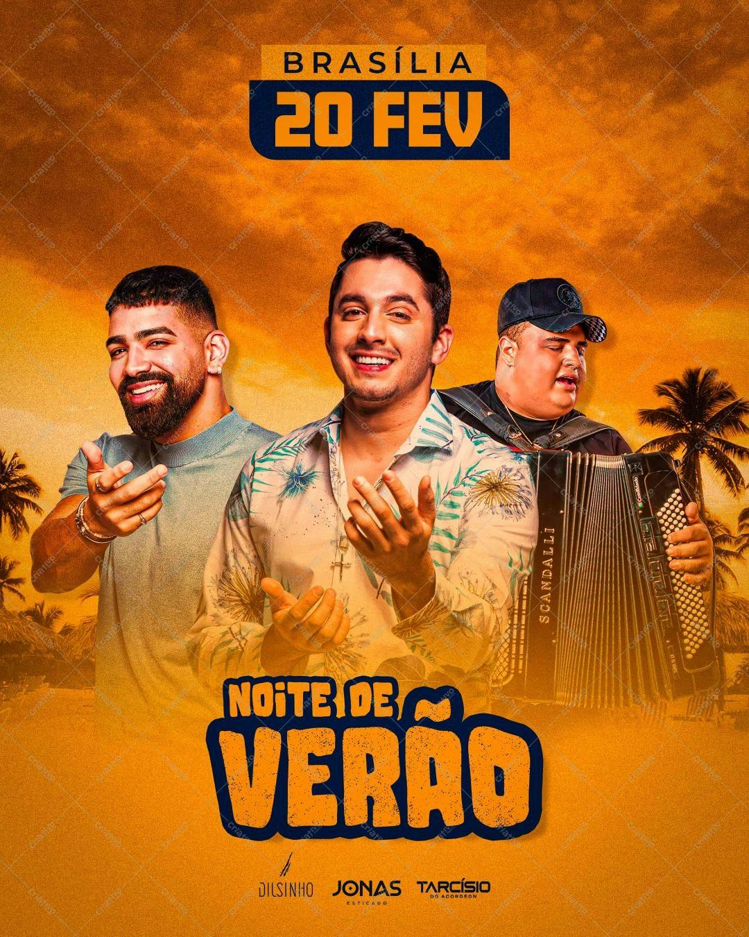 Flyer para Show Dilsinho, Jonas Esticado e Tarcísio do Acordeon PSD Editável
