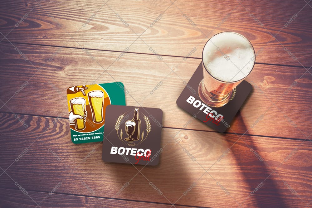 Mockup de Coasters para Bar com Design Vintage