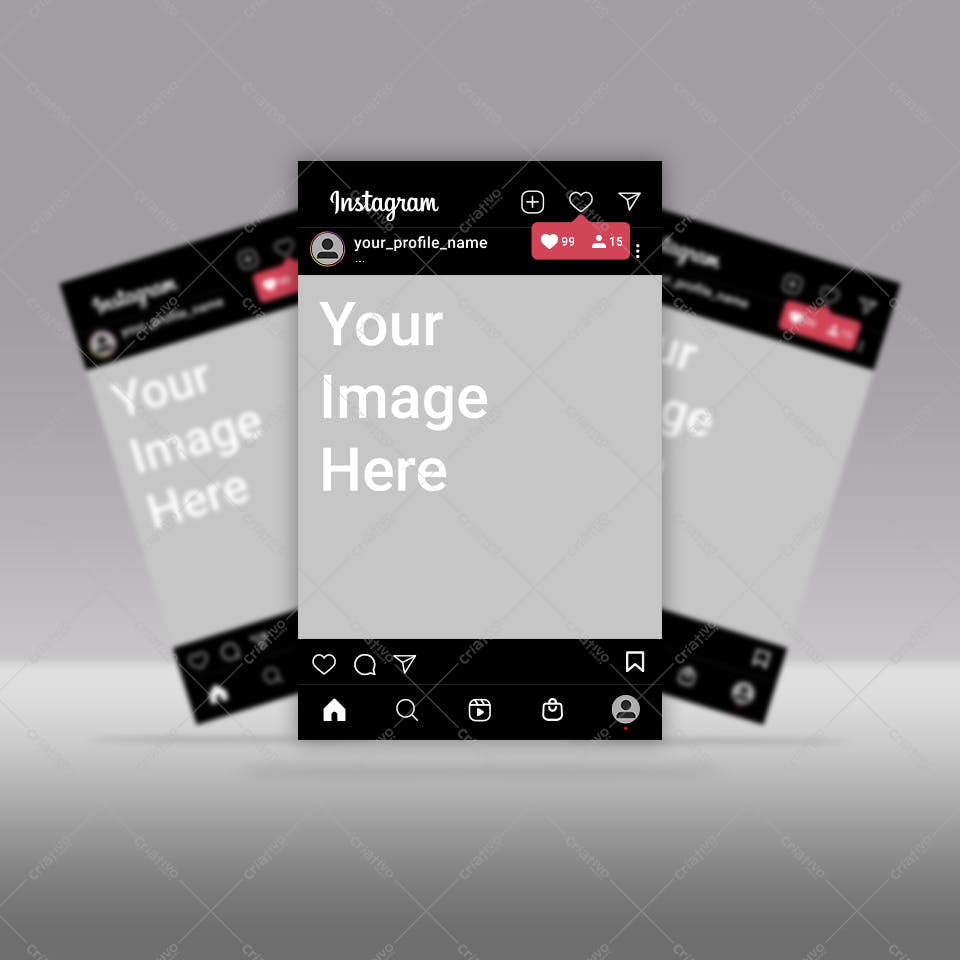 Mockup Instagram Post Moderno: Preto e Cinza