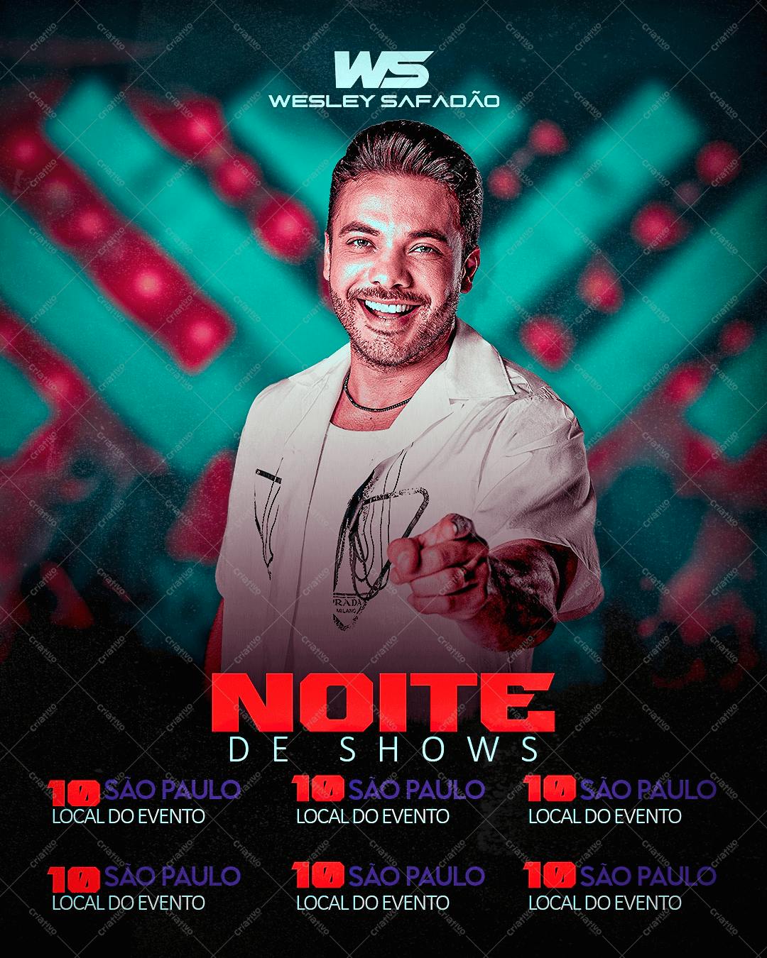 Flyer para Show Wesley Safadão em São Paulo PSD Editável