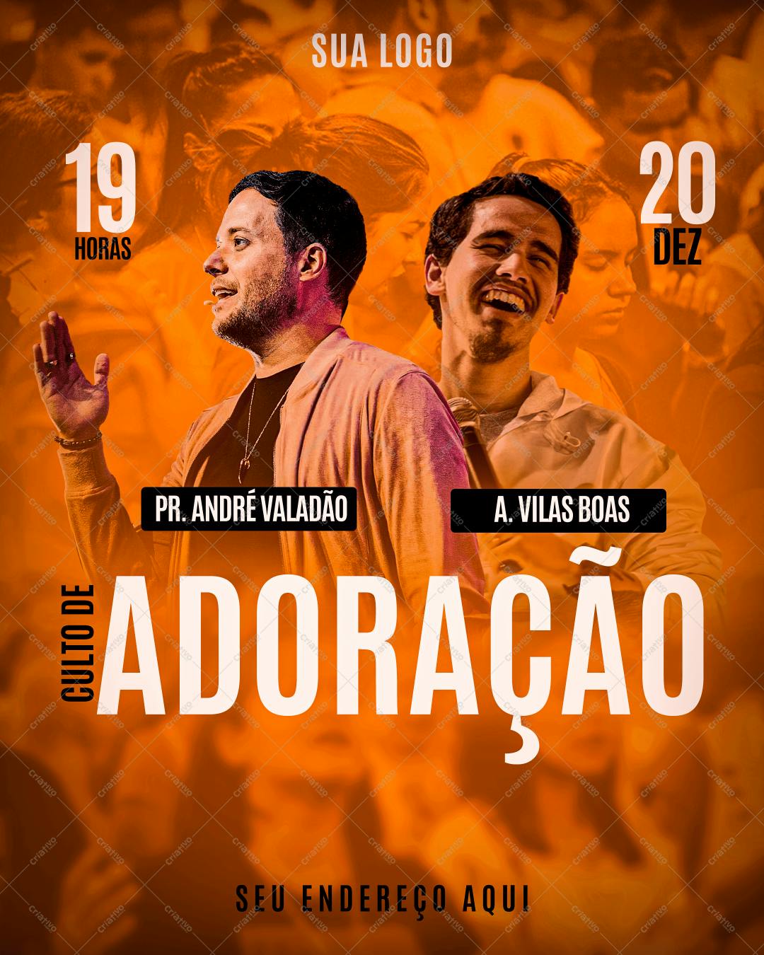 Flyer para Culto de Adoração PSD Editável