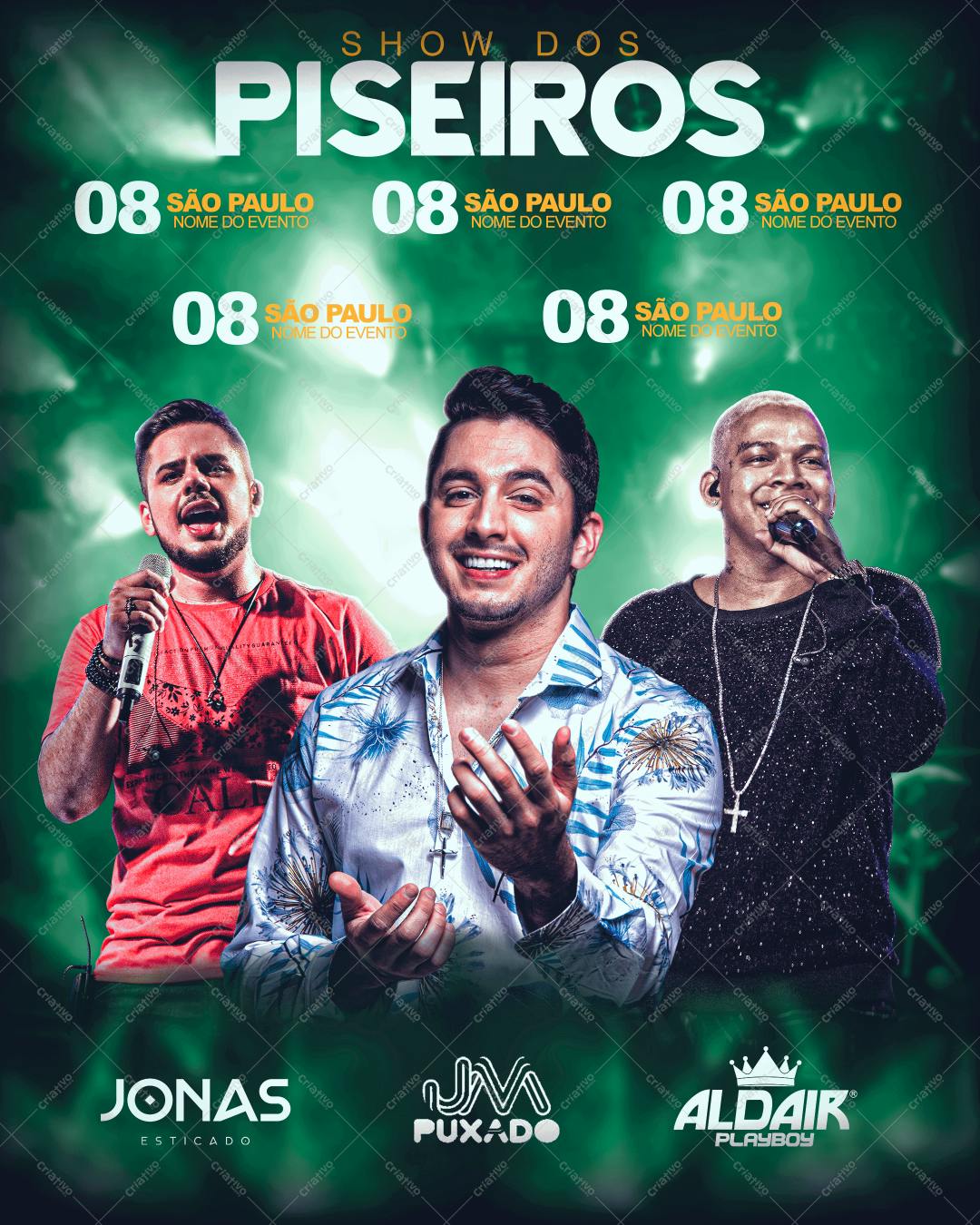 Flyer para Show de Pisciros em São Paulo PSD Editável