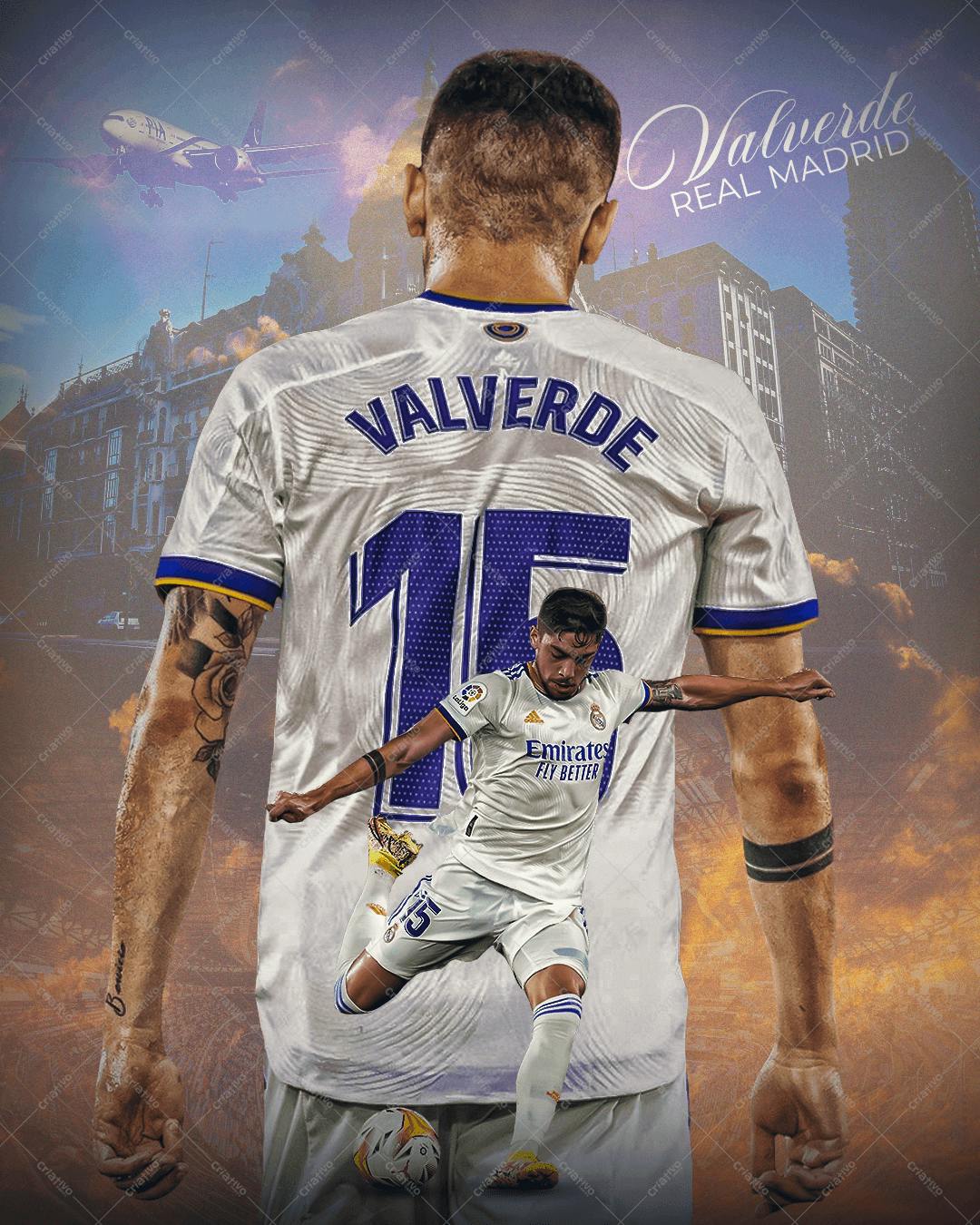 Camiseta de Futebol para Torcedores do Real Madrid PSD Editável