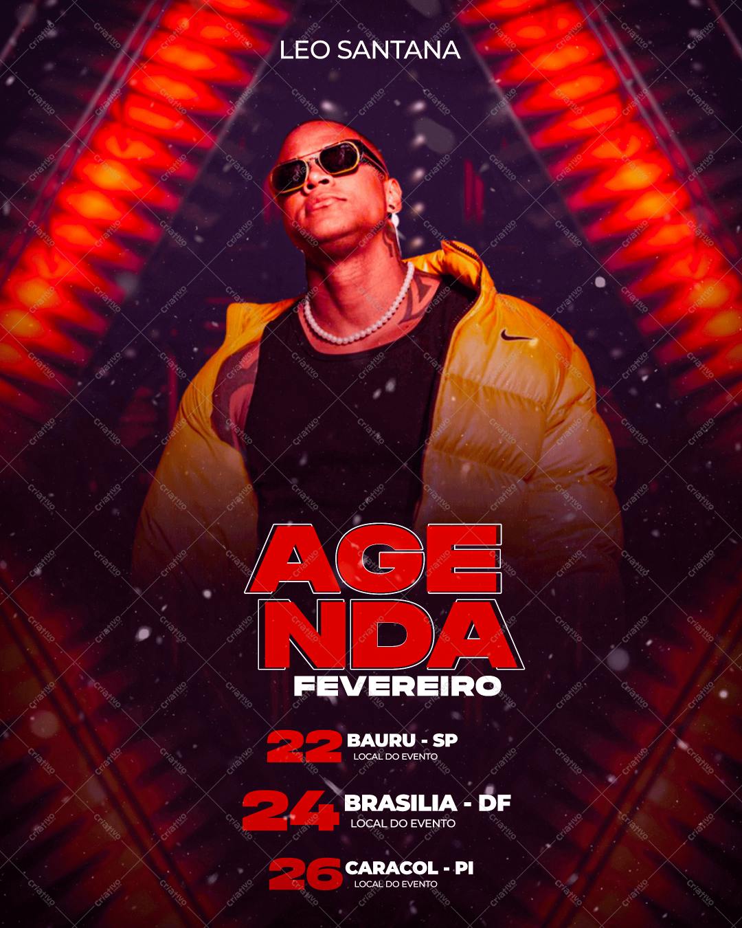 Flyer para Show do Cantor Leo Santana PSD Editável