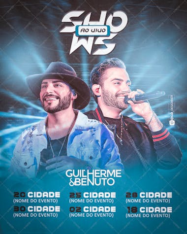 Flyer shows ao vivo guilherme e benudo