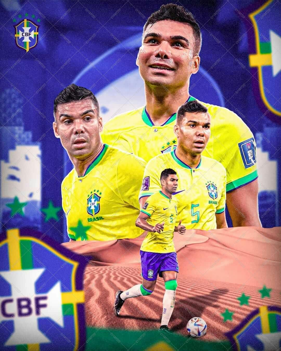 Arte de jogadores brasileiros no deserto PSD Editável