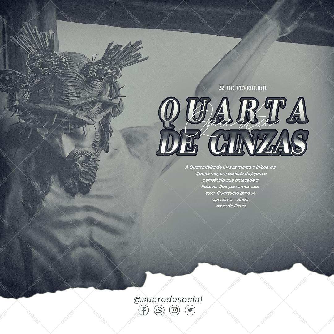 Arte para Quarta-Feira de Cinzas PSD Editável