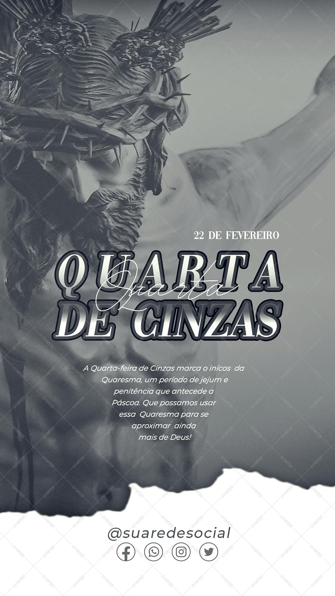 Modelo para Quarta-Feira de Cinzas PSD Editável
