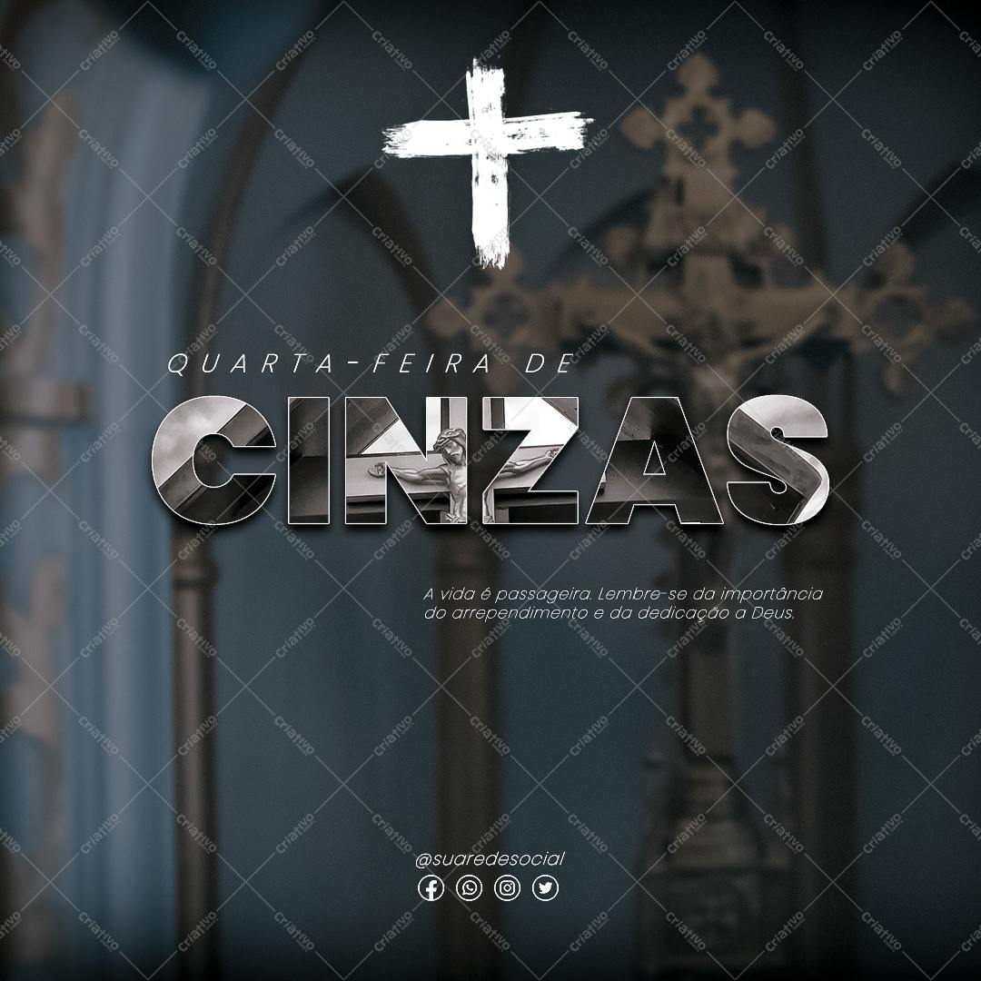 Post para Quarta-Feira de Cinzas PSD Editável