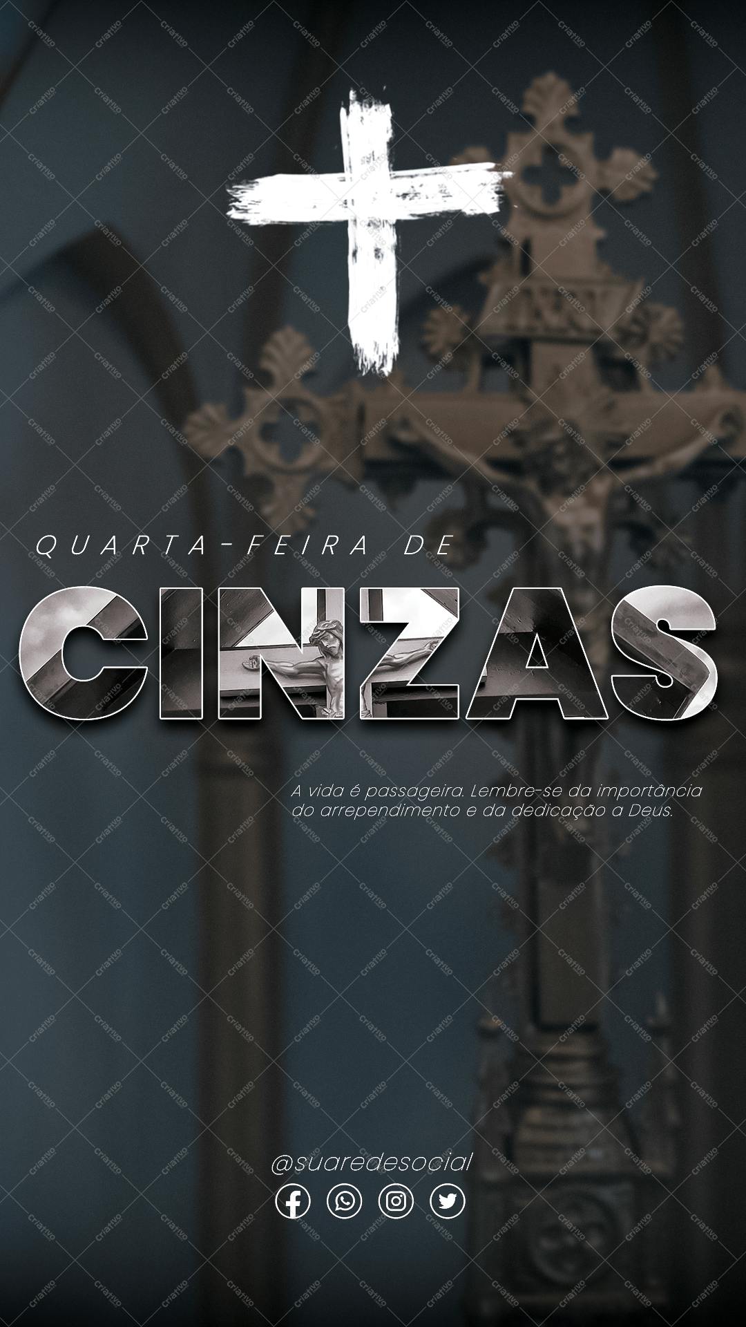 Post para Redes Sociais Quarta-Feira de Cinzas PSD Editável