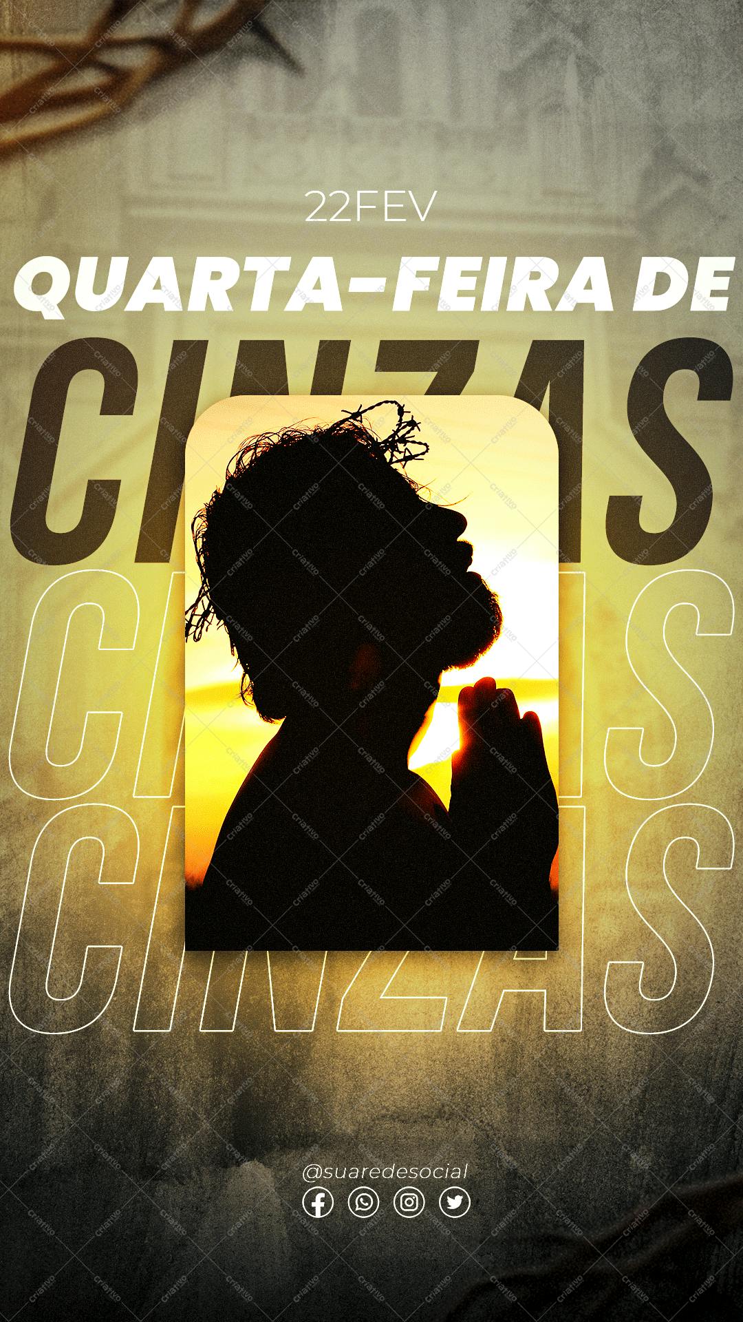 Flyer para Quarta-Feira de Cinzas PSD Editável