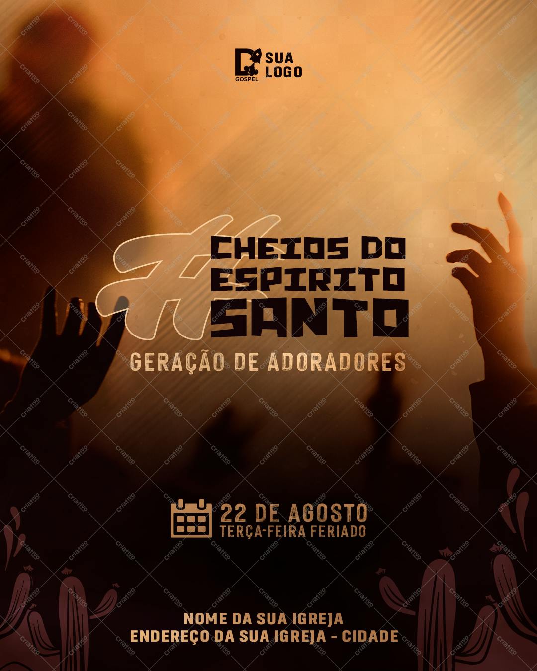 Flyer para Evento Religioso Cheios do Espírito Santo PSD Editável