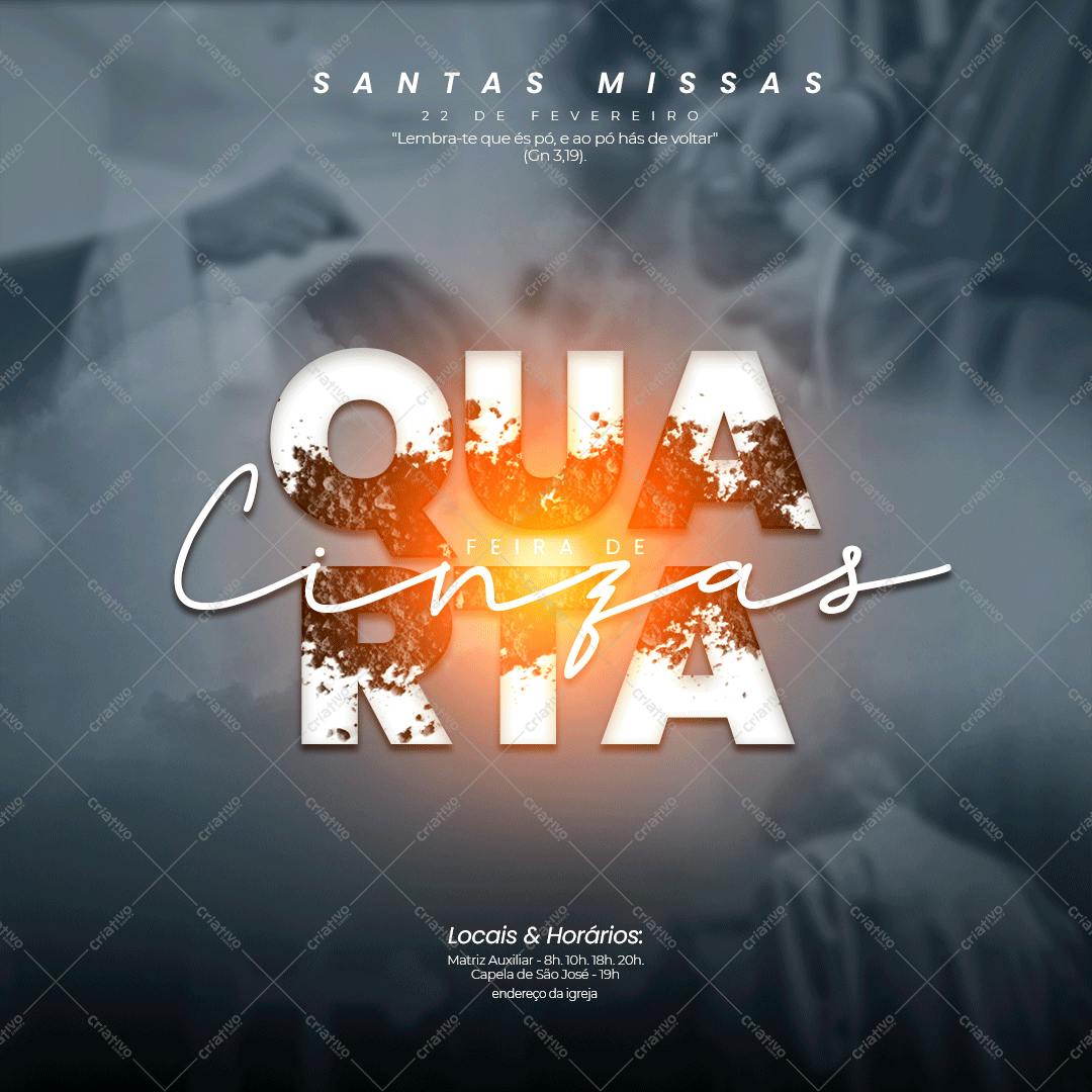 Flyer para Quarta-Feira de Cinzas PSD Editável