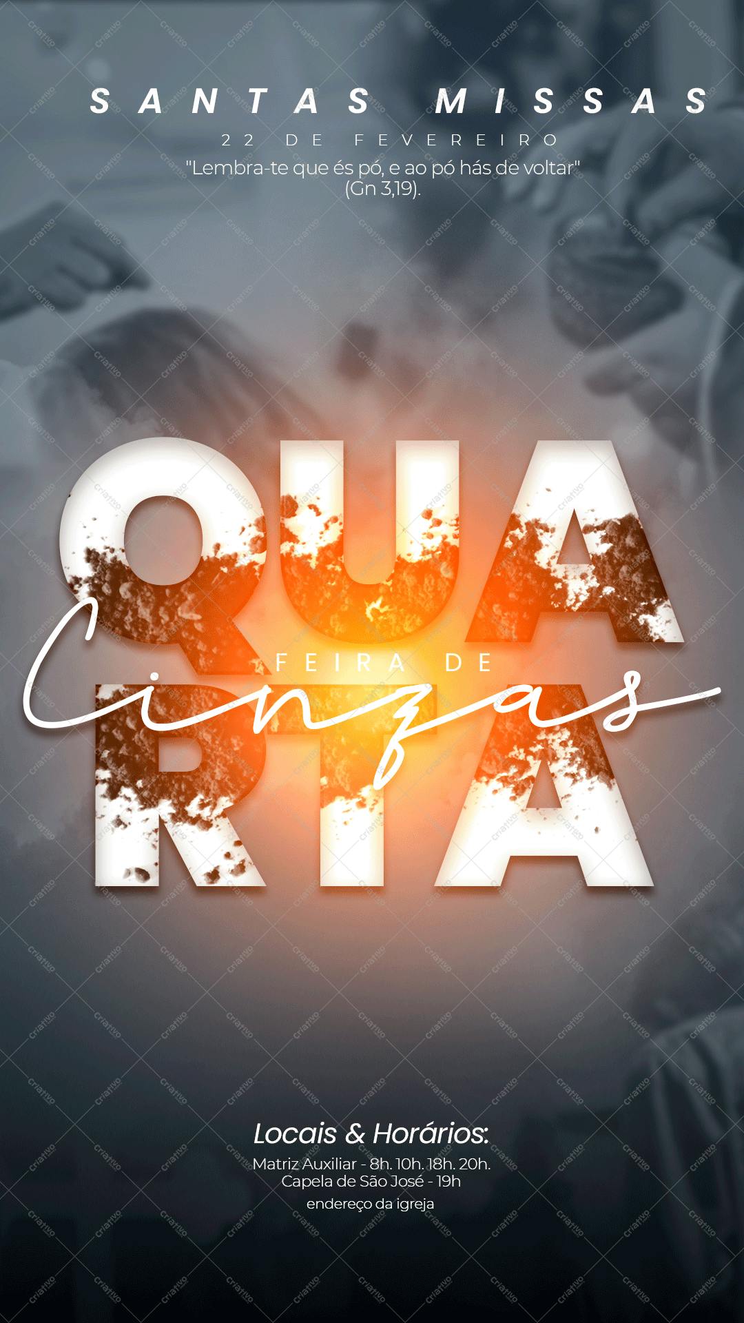 Cartaz para Quarta-Feira de Cinzas PSD Editável