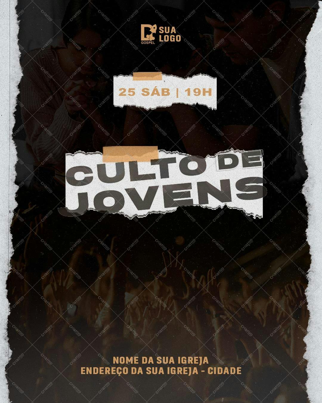 Flyer para Culto de Jovens PSD Editável
