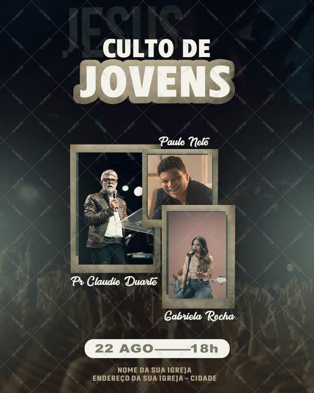 Flyer para Culto de Jovens PSD Editável