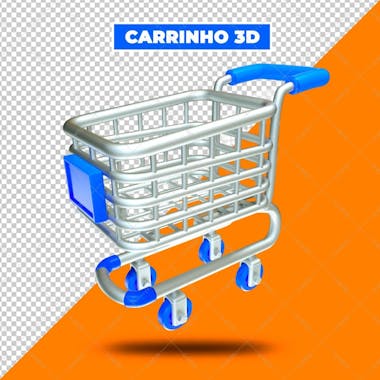 Carrinho supermercado azul 3d