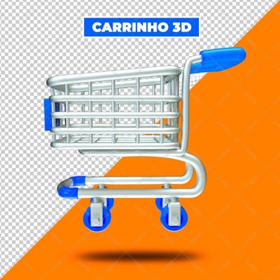 Carrinho Supermercado Azul 3D