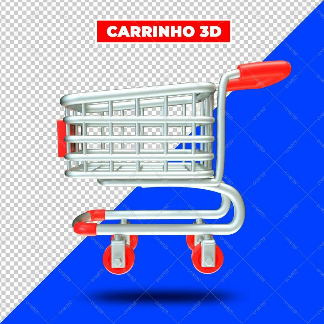 Icone Carrinho de Compras 3D PNG com fundo transparente