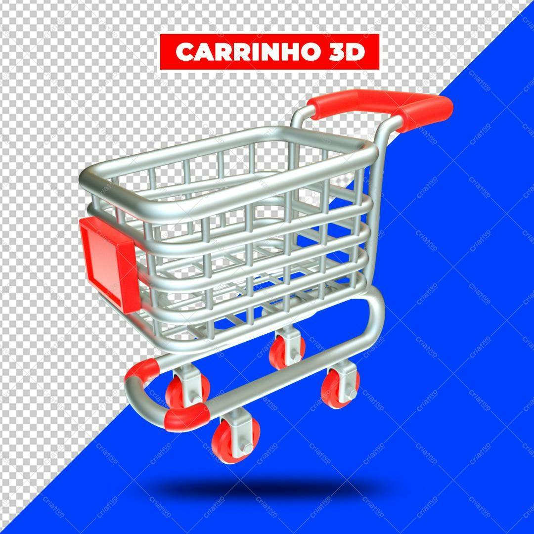 Icone Carrinho de Compras 3D PNG com fundo transparente