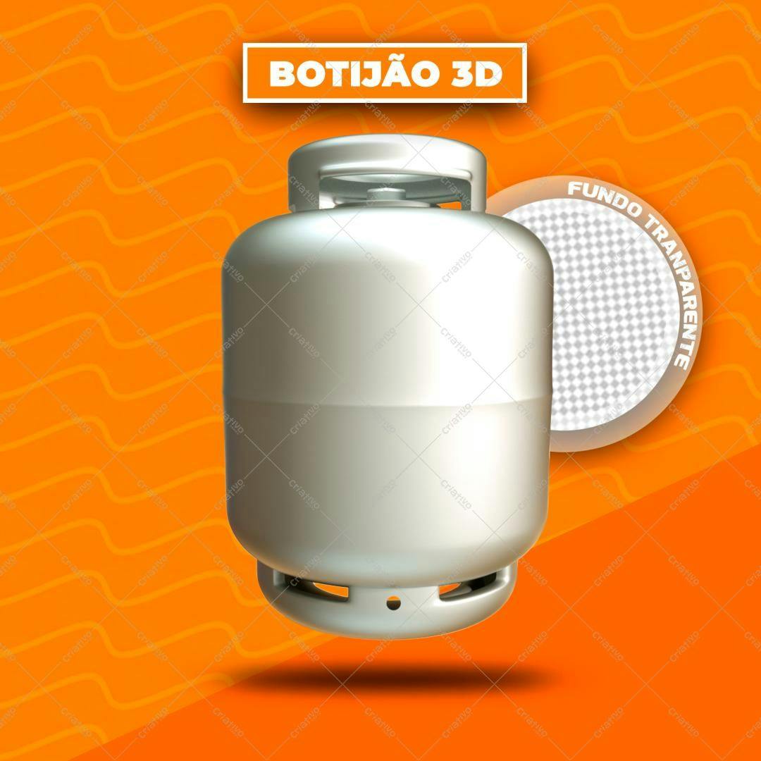 Selo 3D Botijão Gás Prata Metalizado