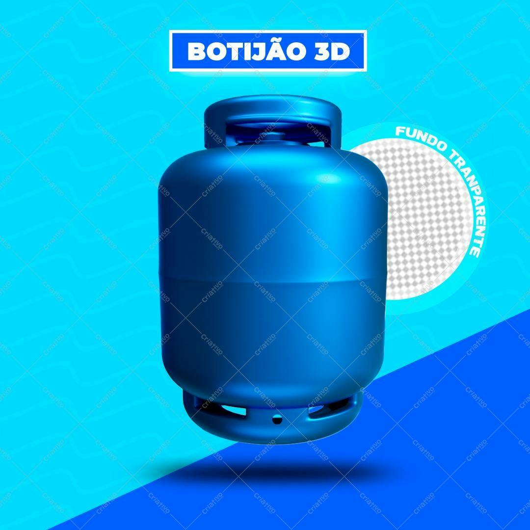 Selo 3D Botijão Gás Azul Metálico
