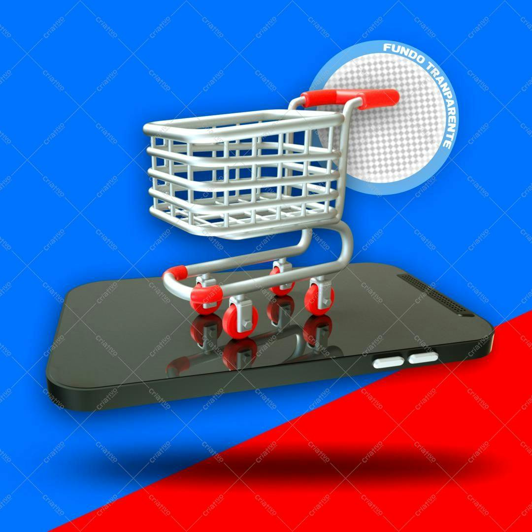 Banner e-commerce carrinho PNG com fundo transparente